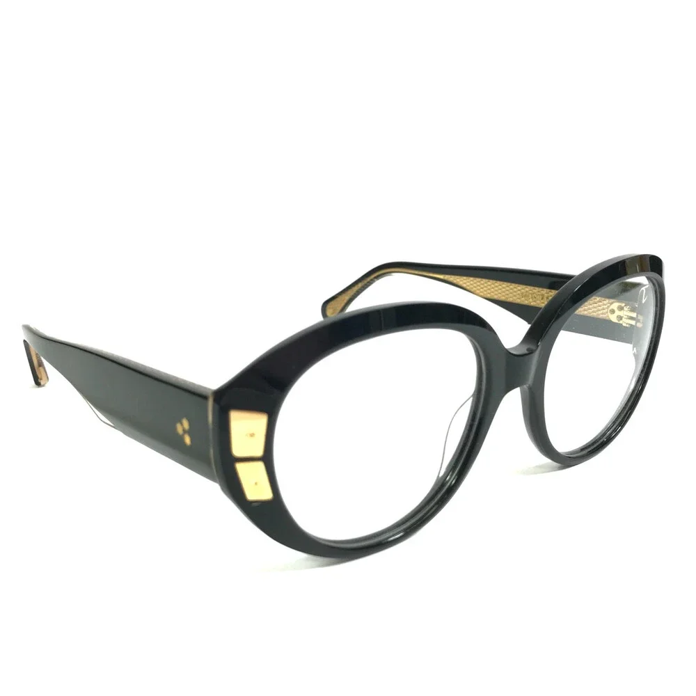 Alfred Kerbs Eyeglasses Frames AURORA BK Shiny Black Gold Round 54-19-142